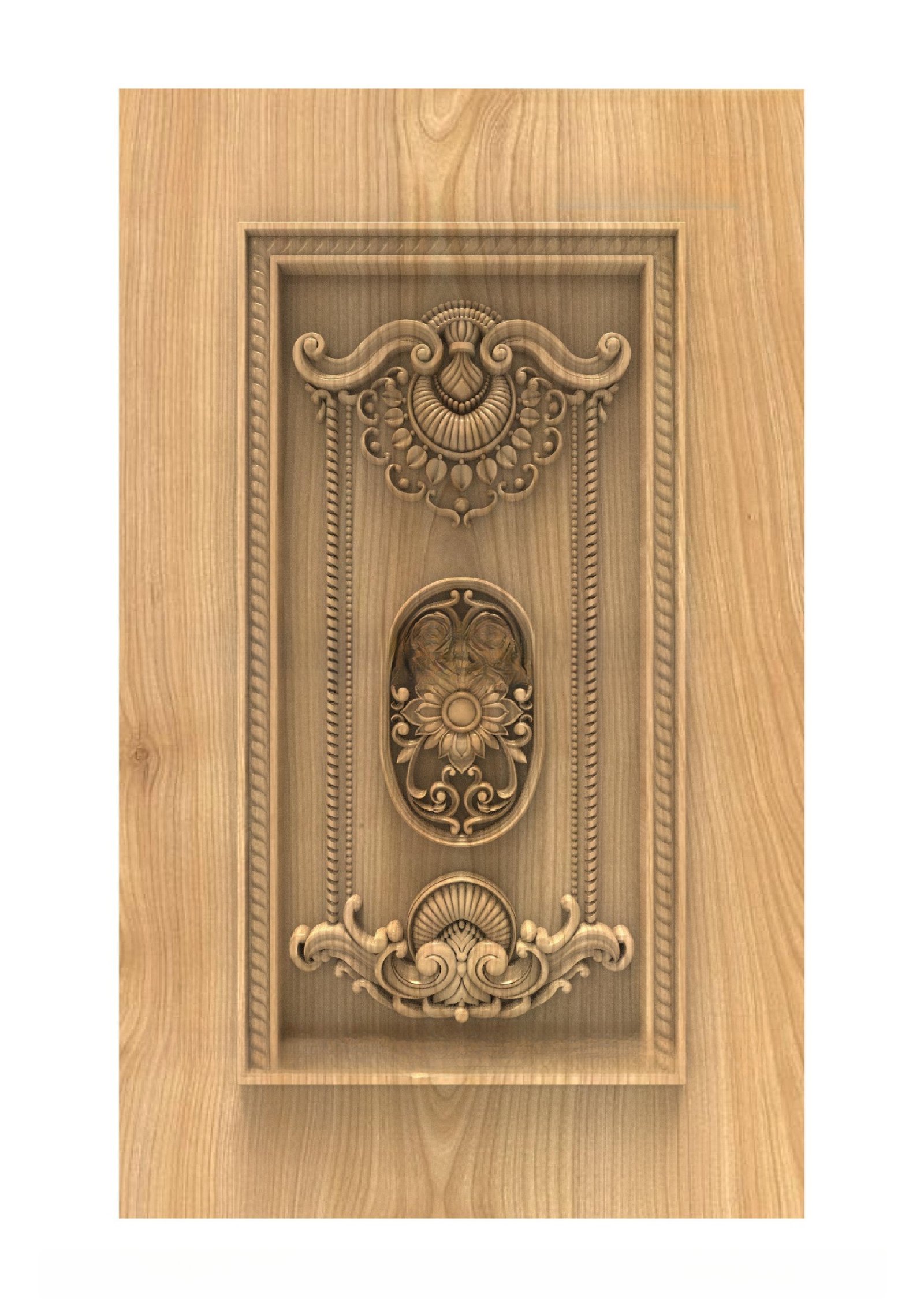 GSK DELITE DOORS - DL-54 Classical Floral Medallion Decorative Wood Carving 3D Model